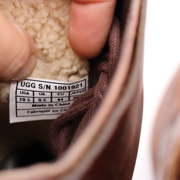 UGG Larus Grizzly Dark Brown Leather Men\'s 10.5 Foldover Combat Boots 1001921 main image 7